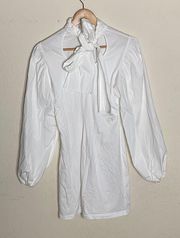 A.L.C White Collared Long Sleeve Beautiful Mini Dress ( 4 ) 