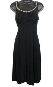 Signature by Sangria Black Dress Jewel Neck Pleated Empire Waist Womens 10 New