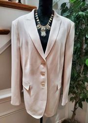 Bloomingdales Basler Women Cream Polyester Long Sleeve Single Breasted Blazer 50