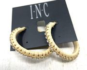 INC raffia & CZ hoop earrings, NWT