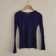 Active Basic Navy Blue V-neck Long Sleeve Shirt Size Small