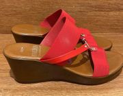 sandals 61/2 red Zeke wedge