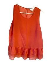 C size medium coral tank ruffled hemline