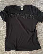 Vocal top Black X Large sparkle with detail checkered see through sleeve