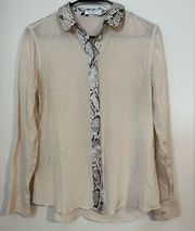 Equipment Femme XS silk snake collar detail blouse