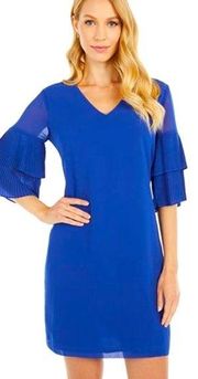 NWT  size 6 Solid Pleated Sleeve Shift Dress - Cobalt Blue