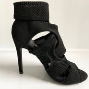 CAPE ROBBIN Mesh Strappy Heels Black Sexy Sandals Club Shoes Size 6