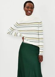 ANN Taylor sweater striped turtleneck shimmer