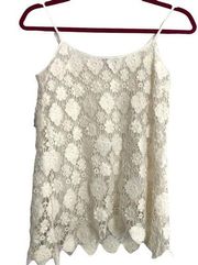 Crochet Camisole Tank Floral Off White