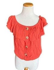 Womens Indulge Boutique Cheyenne Button Crop Top - Sz L