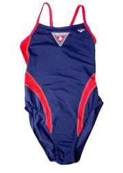 Women's Lifeguard One Piece Blue Red Swimsuit