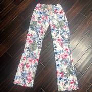 Drawstring waist linen pants tropical floral casual resort lounge indie boho