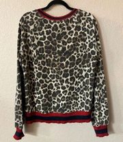 Pam & Gela Animal Leopard Print Retro Distressed Pull Over Sweater Top size M