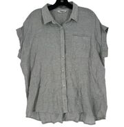 Mountain Khakis Shirt Womens Linen Blend Gray Button Up Short Sleeve Casual XL