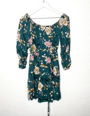 Green Floral Mini Dress NWT