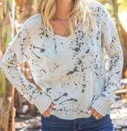 Wooden Ships metallic paint spatter knit sweater