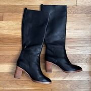 Joie Knee High Leather Block Heel Boots - Size 37