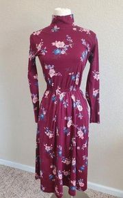 Land's End floral midi mockneck dress