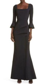 CHIARA BONI La Petite Robe Astra Bell Sleeve Cocktail Gown in Black IT 42 / US 6