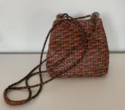 Vintage Woven Leather Crossbody Bag in Multicolor