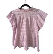 Purple Ruffle Frill Blouse Sz Small