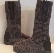 SOCK KNIT BOOTIES KOHLS RUBBER SOLES ZIP SIDE SZ 6