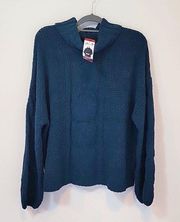 NWT Seven7 Teal Blue Chenille Crop Neck Sweater Sz XL MSRP: $75