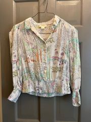 Printed Smocked Waist Blouse