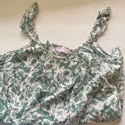 Pink Lily green floral ruffle sleeve romper, size large