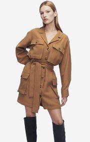 Anine Bing Kaiden Belted Utility Dress in Camel Brown Sz Small NWT MSRP $349