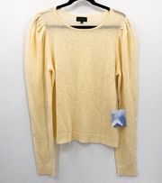 Majorelle Revolve Yellow Long Puff Sleeve Knit Sweater Round Scoop Neck XL NEW