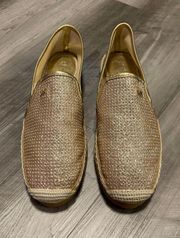 Gold Espadrille Loafers Size 9.5