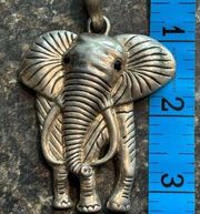 Elephant‎ Pendant Vintage Front View Jungle Rhinestone eyes No Chain