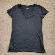 Black Basic V-Neck Tee, Women's XS