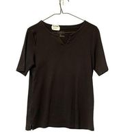 Talbots Black Size Medium Cotton Tee