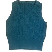 Teal Sweater Cable Knit Vest Medium