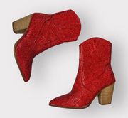 BKE Red Rhinestone Western Ankle Boots NEW Fancy Formal Booties Womens 6 Cowgirl