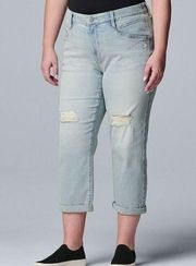 Womens Simply Vera by Vera Wang Distressed Cropped Boyfriend Crop Jeans - Sz 10