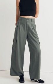 Madewell Wide Leg Cargo Pants in Linen Blend Architect Green