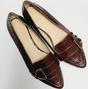 Ann Taylor Factory brown croco pointed toe flats size 6