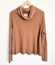 Evereve Cowl Neck Ribbed Pullover Top Brown Size S