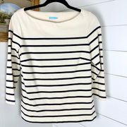 Sylvie Boatneck Stripe Top Size Small Cotton Navy Cream