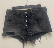 Women’s Levi Strauss 501 Shorts distressed black denim vintage aesthetic