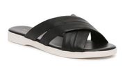 Via Spiga Judit Cross Strap Leather Sandal Slide Black