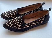 Adrianna Papell Lennox Calf Hair Chevron Pointed Toe Loafers Leather 7.5 37.5