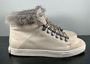 BCBG Women's Cream Leather Rabbit Fur High Tops size 7