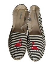 Old Navy Striped Slip On Canvas Espadrilles Shoes Pink Flamingos Womens Size 7