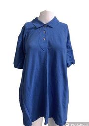 Gildan Women's Size XL Polo Shirt Blue Ultra Cotton Short Sleeve 3 Button Top