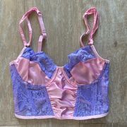 Pastel pink purple lace bustier top. Super cute to style under blazer XS NEW