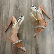 Shoe Republic LA 8 Pointed Toe Rhinestone Strappy Heels